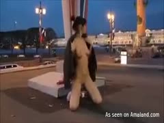 This babe is acting strangely in public, and this obscene honey is an exhibitionist.